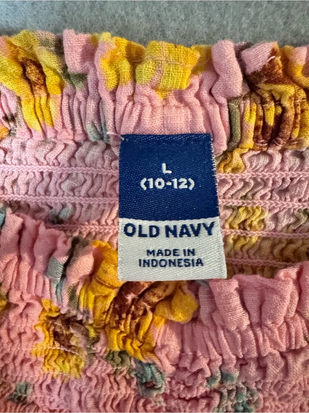Old Navy Girls Pink Floral Sunflower Smocked Dress 10/12